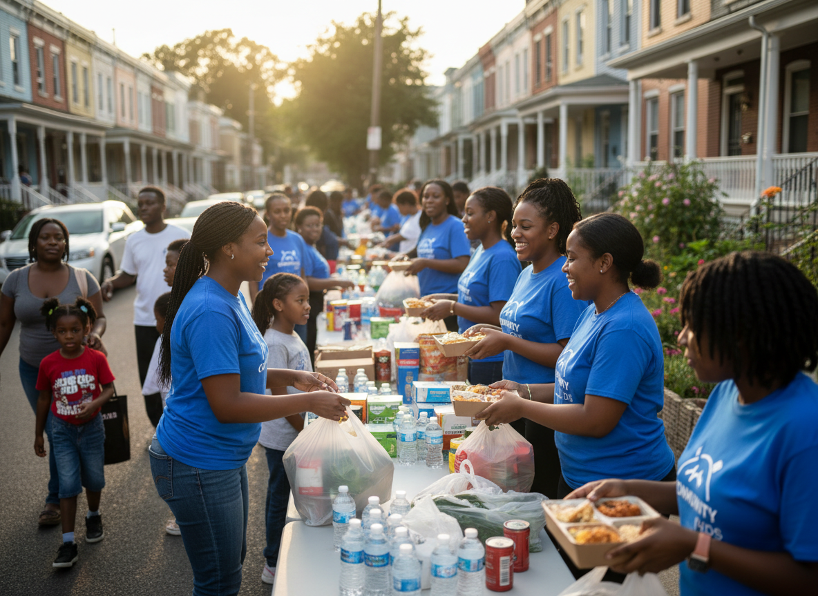 African American volunteers connecting with community members during an outreach event